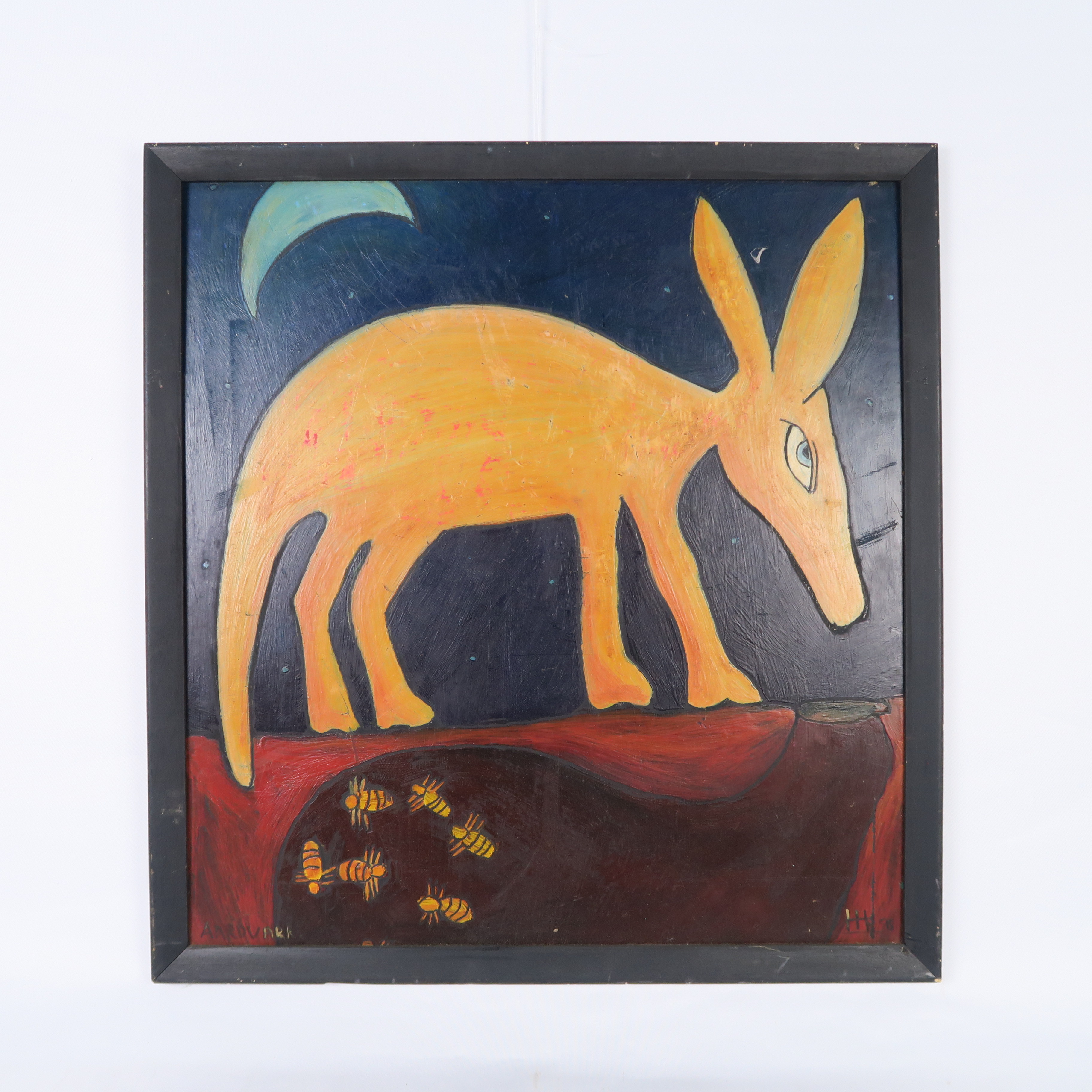 cadre noir avec peinture d'un fourmilier 