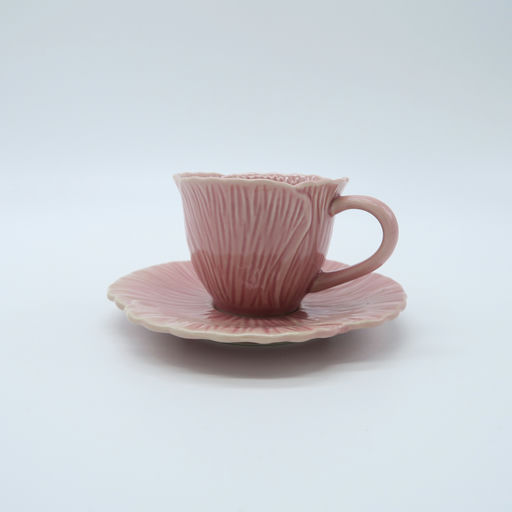 tasse et sous-tasse fleur rose