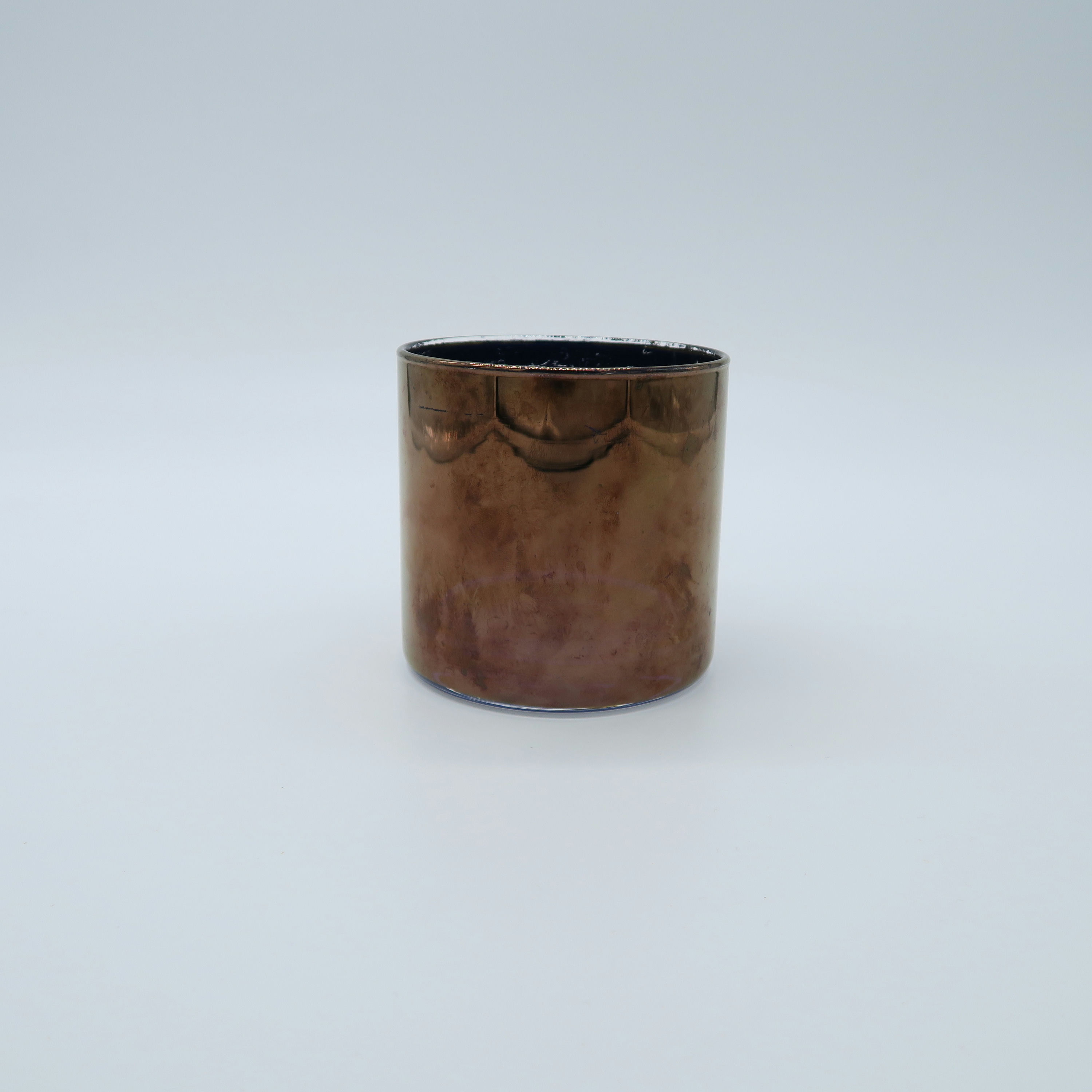 bougeoir en verre cuivré