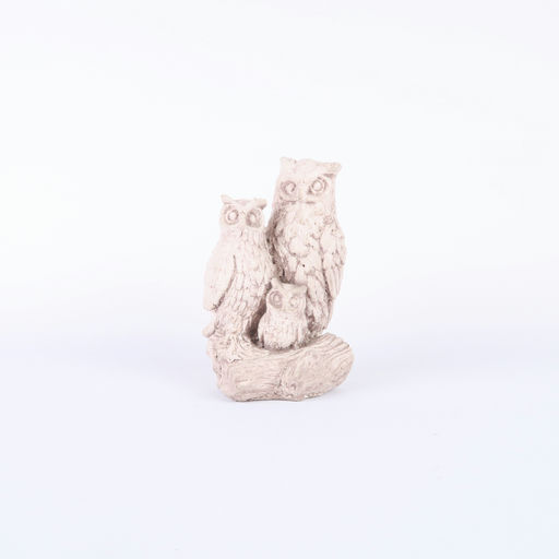 sculpture famille de hiboux en plâtre