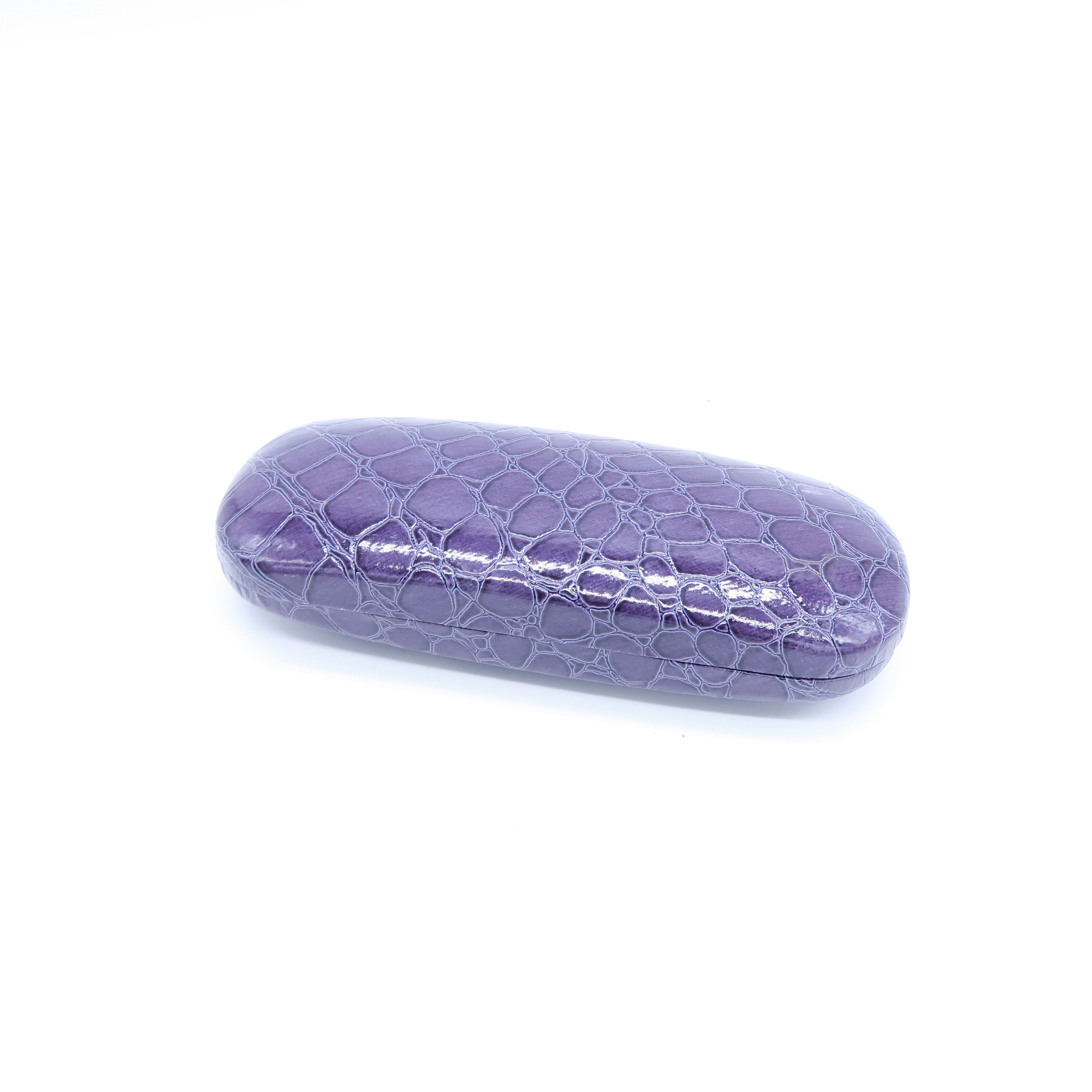 étui à lunettes mauve effet croco