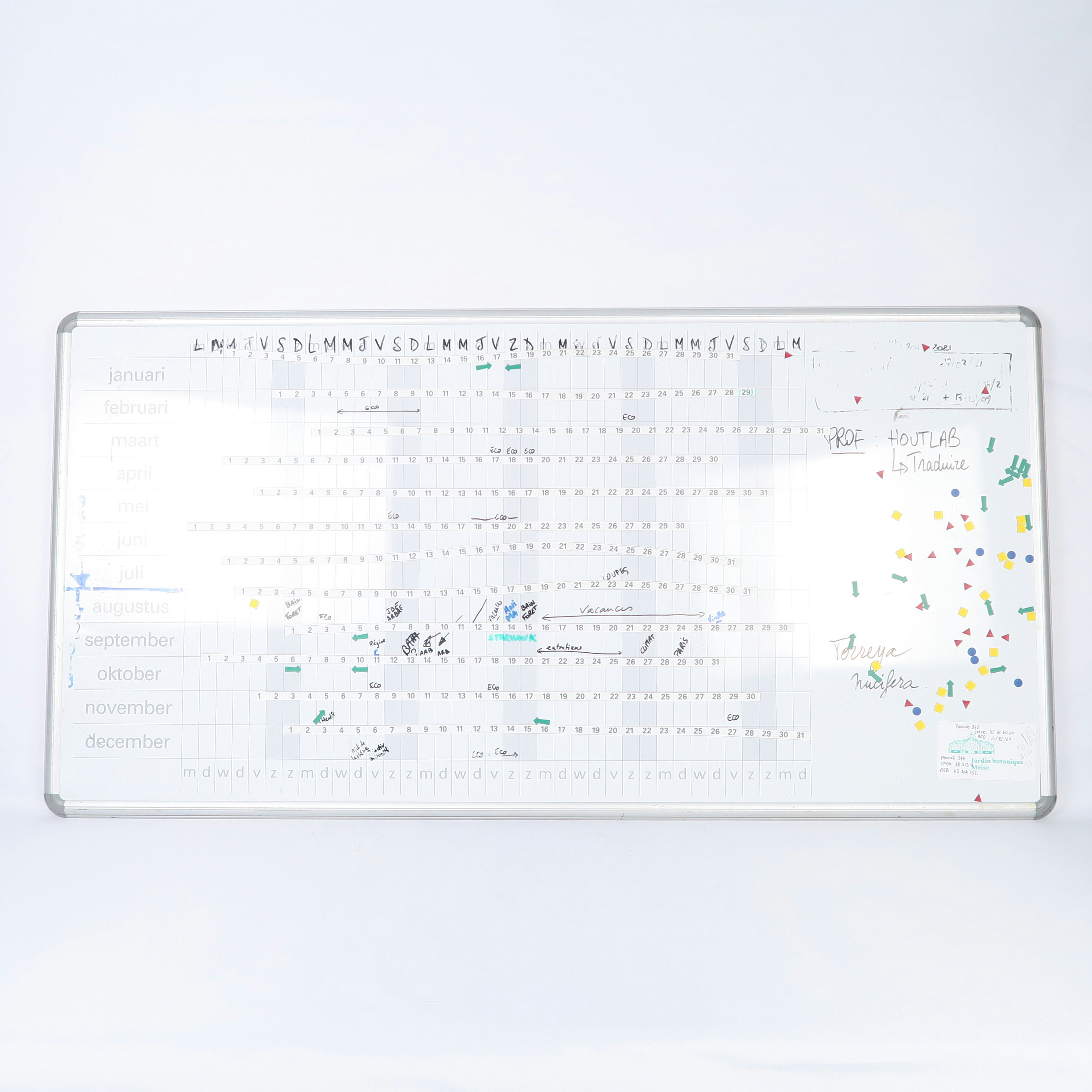 tableau blanc magnétique jours et mois