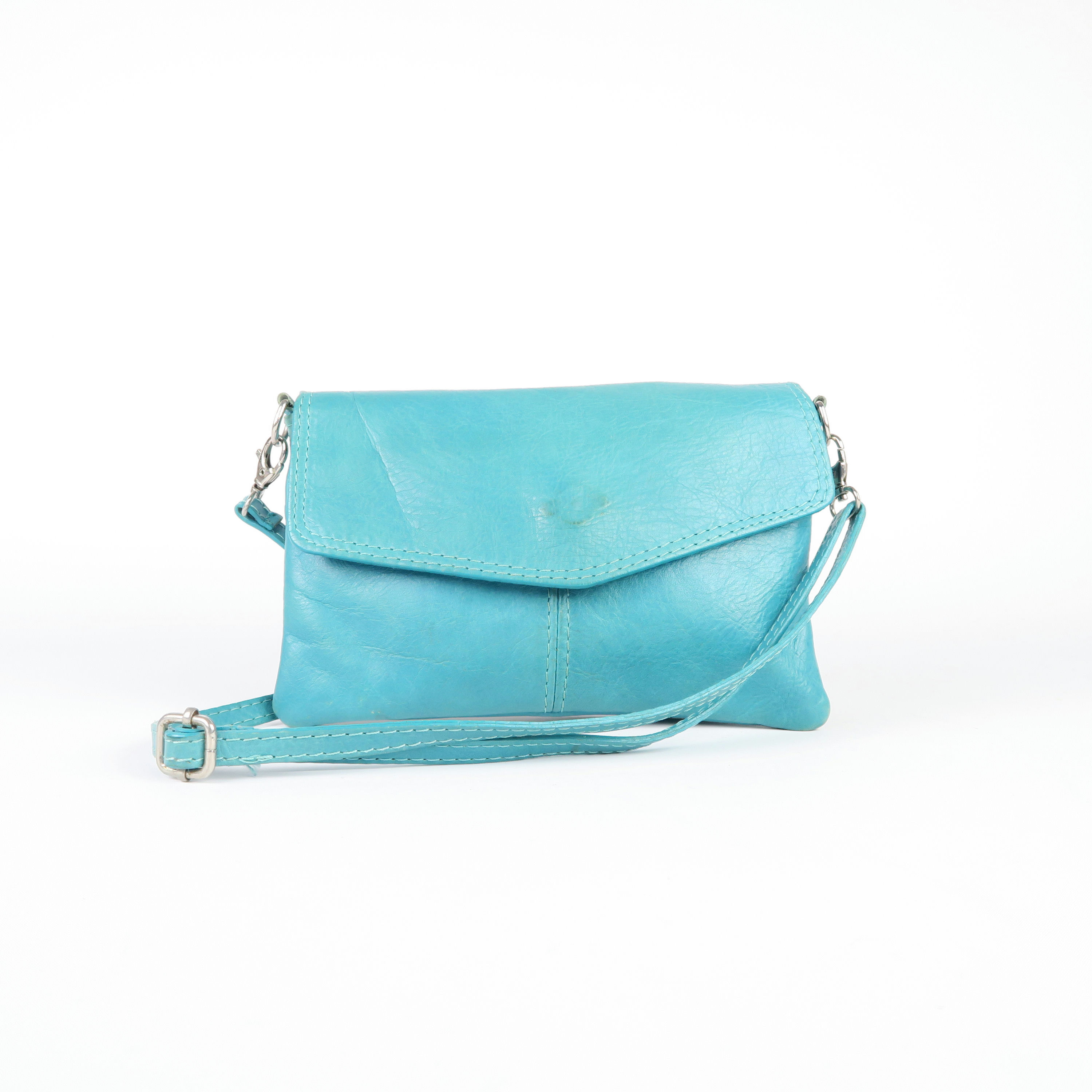 sac à bandoulière en cuir turquoise 