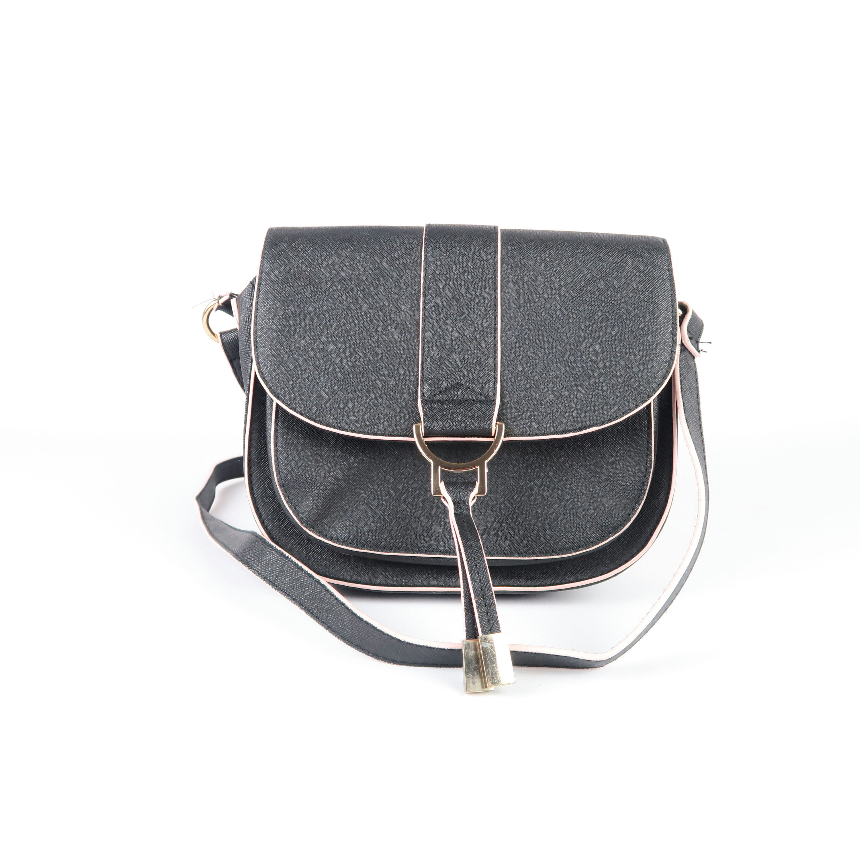 sac à bandoulière noir et rose 
