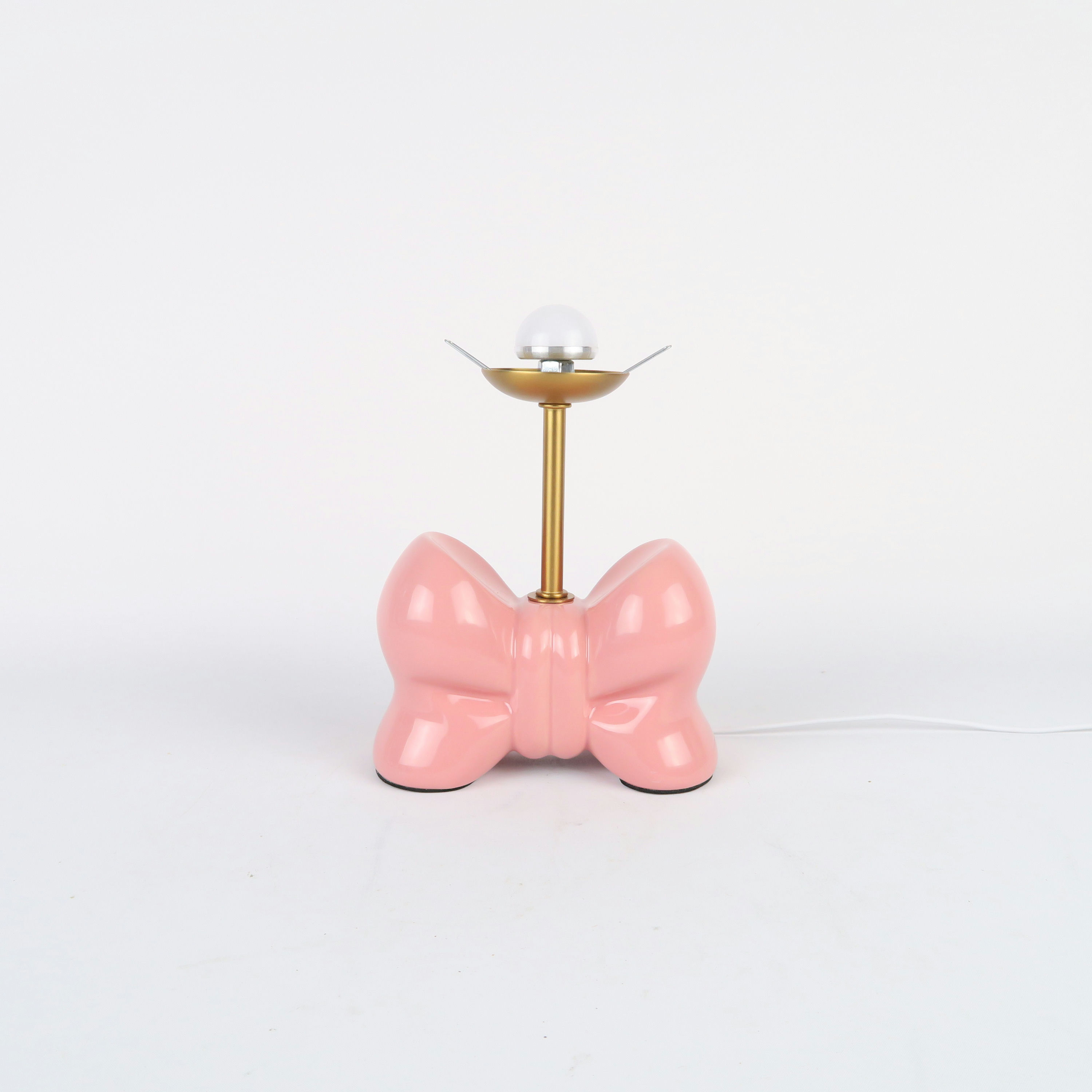 pied de lampe noeud rose et doré