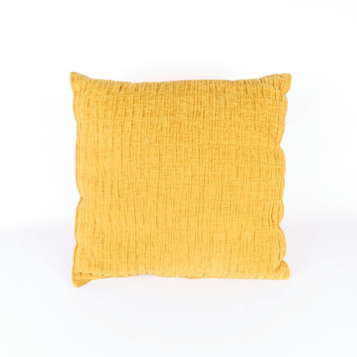coussin carré avec des fronces ocre