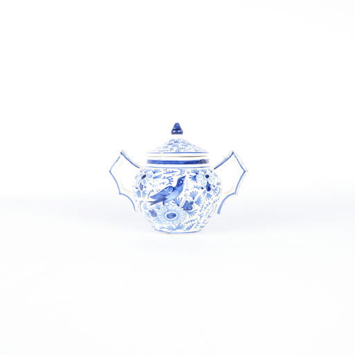 sucrier motif floral blanc et bleu