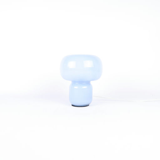 lampe à poser en verre bleu
