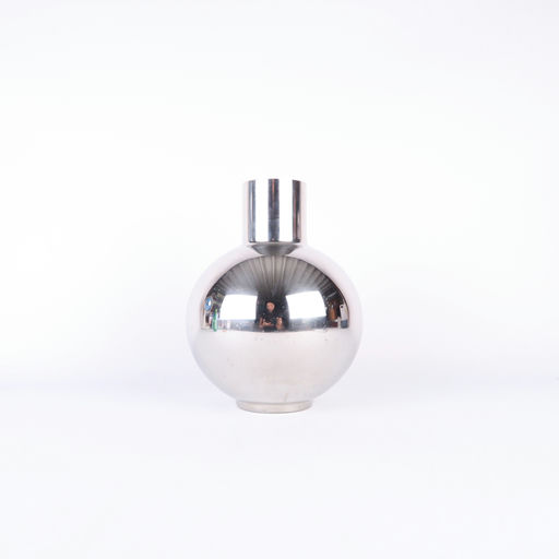 grand vase boule en métal argenté