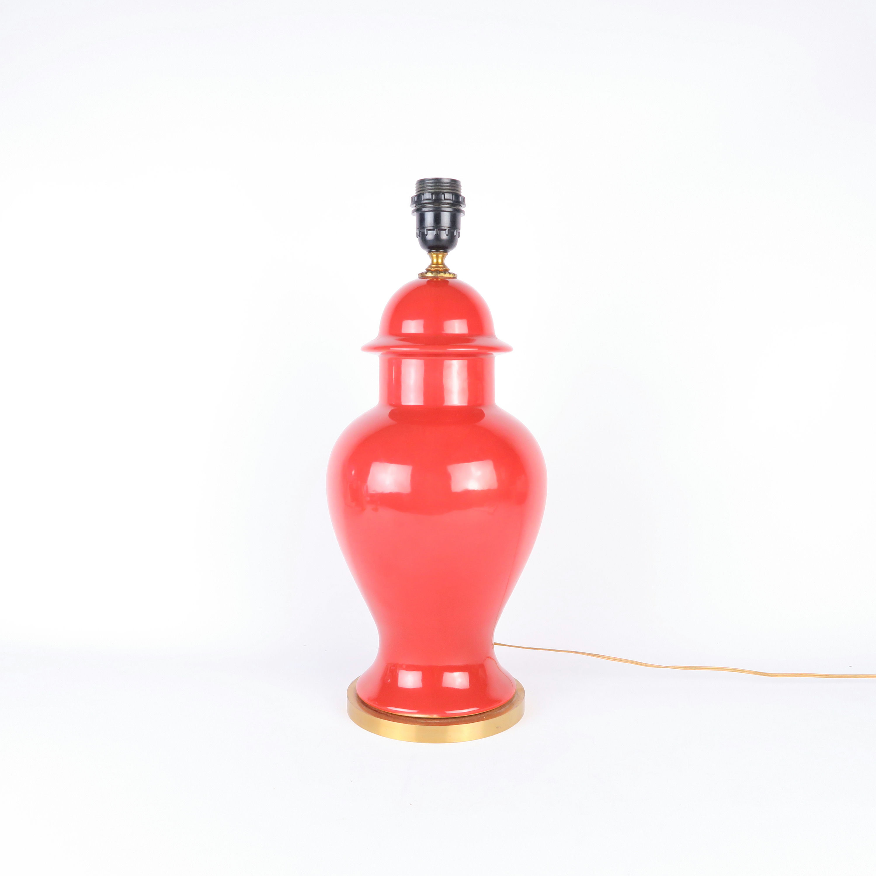 pied de lampe en céramique orange et doré