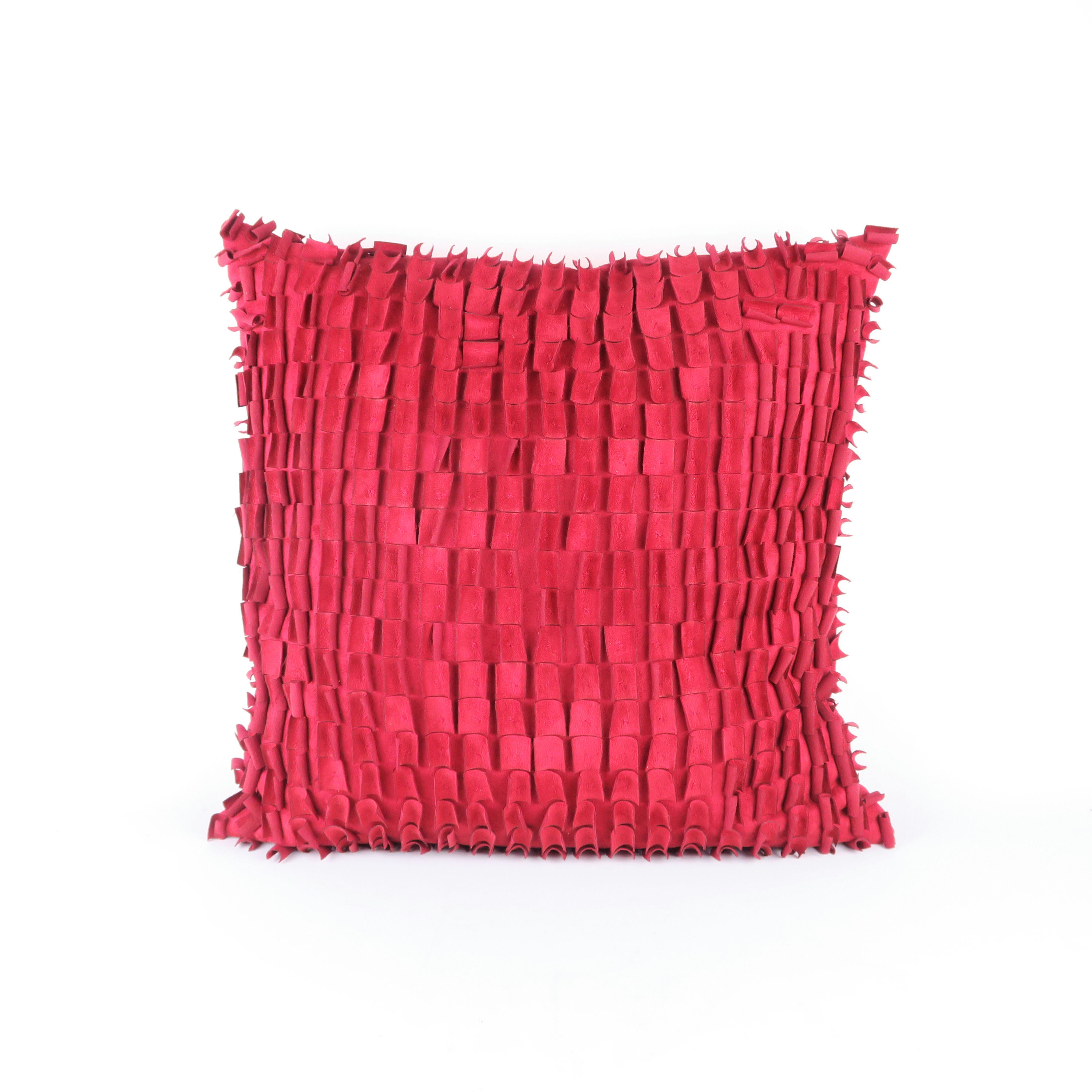 coussin carré rouge texturé