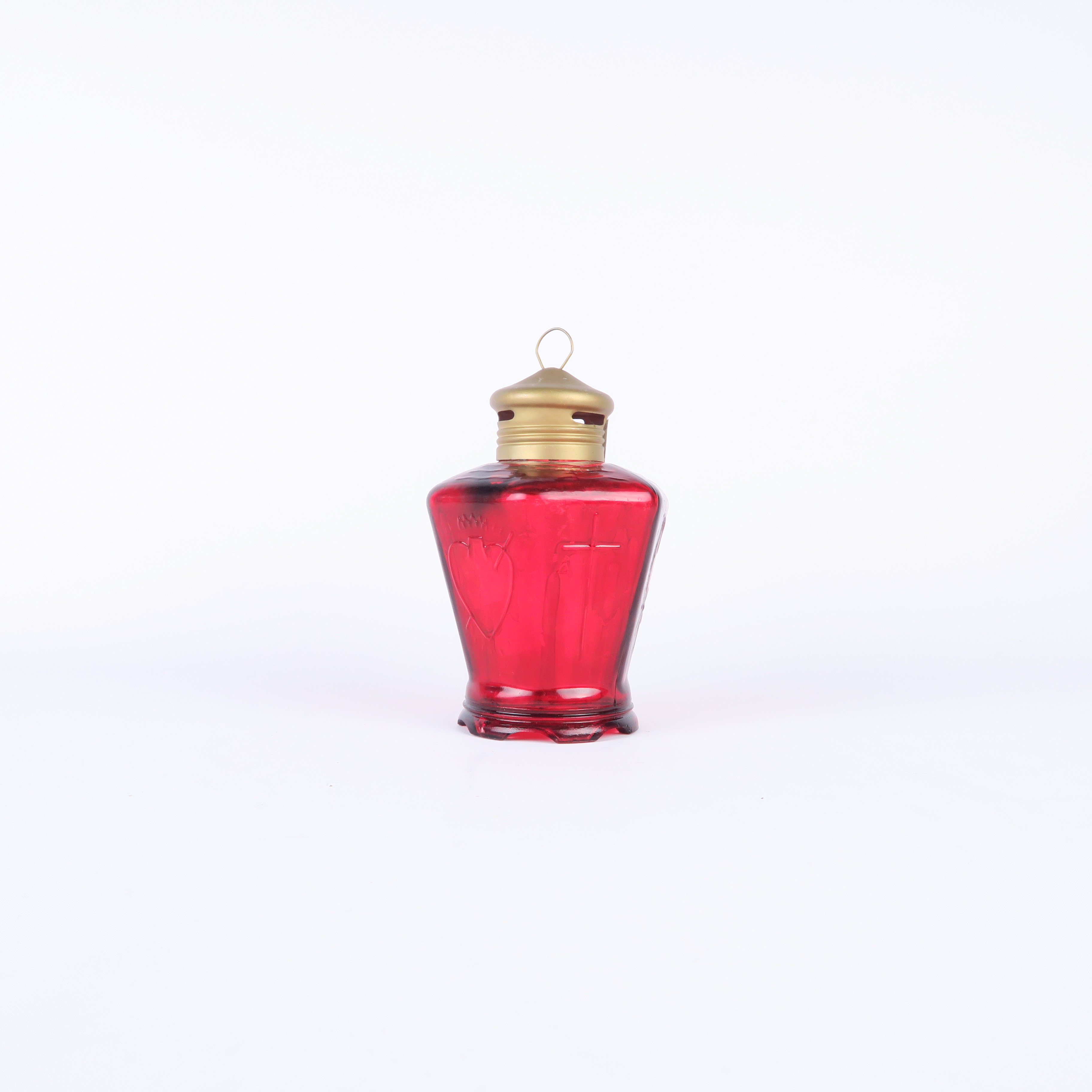lanterne funéraire en verre rouge