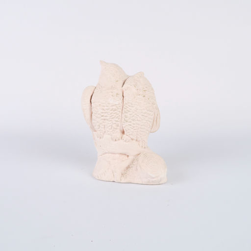 sculpture couple de hiboux en plâtre