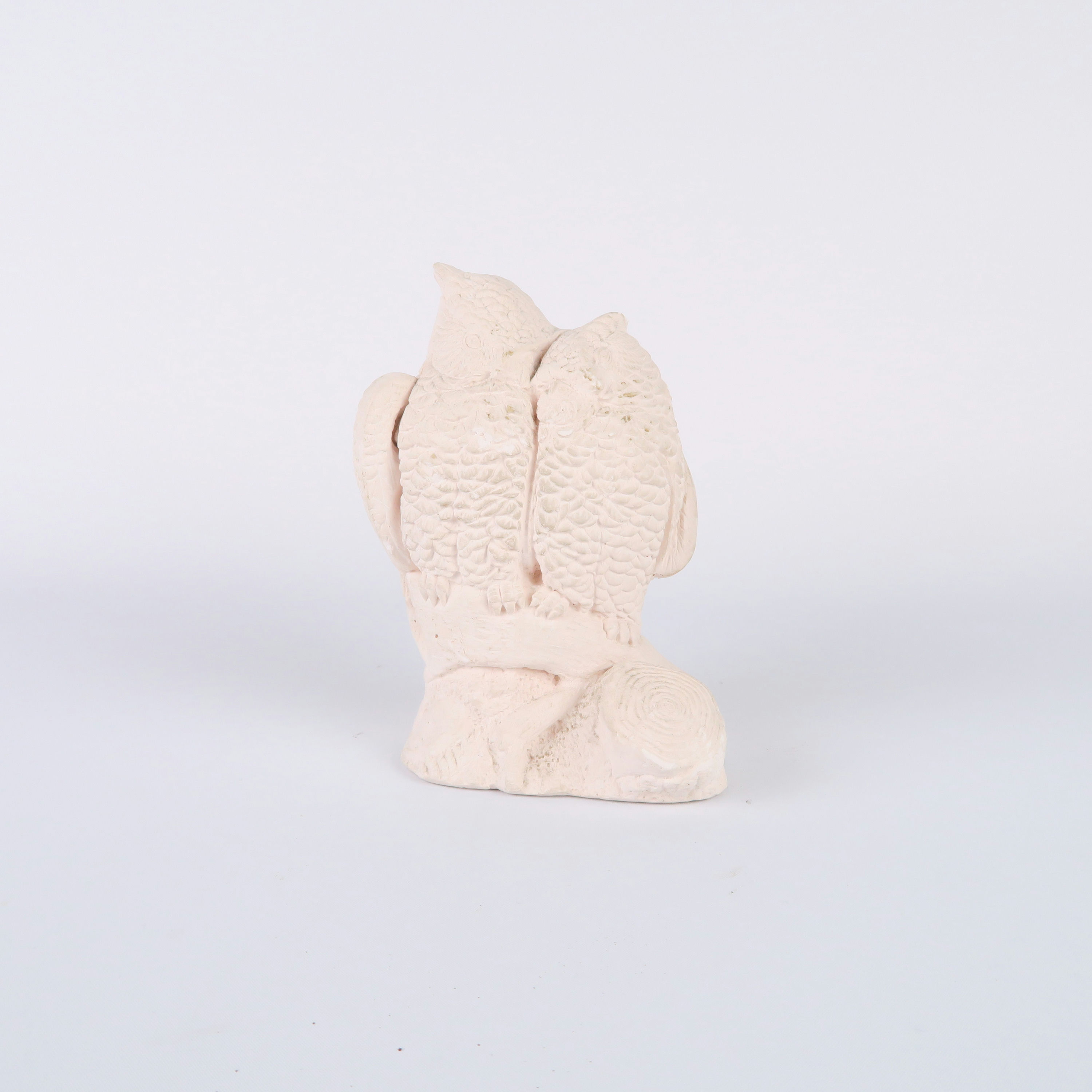 sculpture couple de hiboux en plâtre