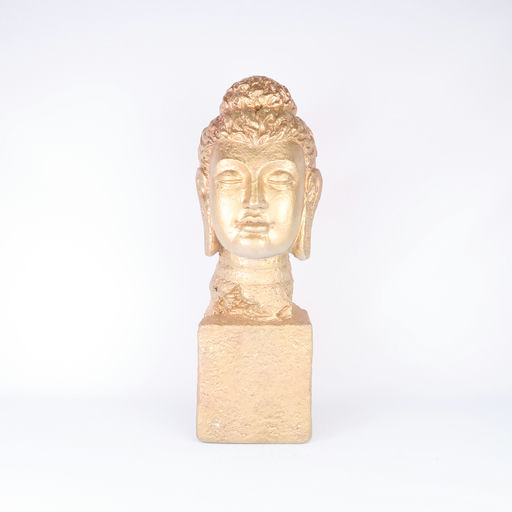 représentation de tête de buddah en plâtre doré 