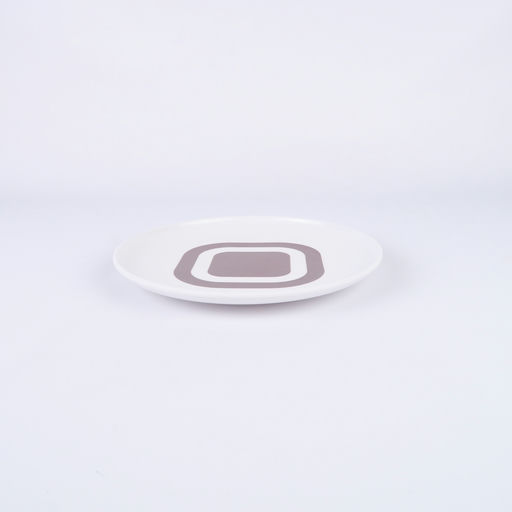 petite assiette en plastique motif géométrique brun et blanc