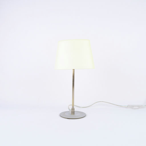 lampe à poser argenté et abat-jour en verre
