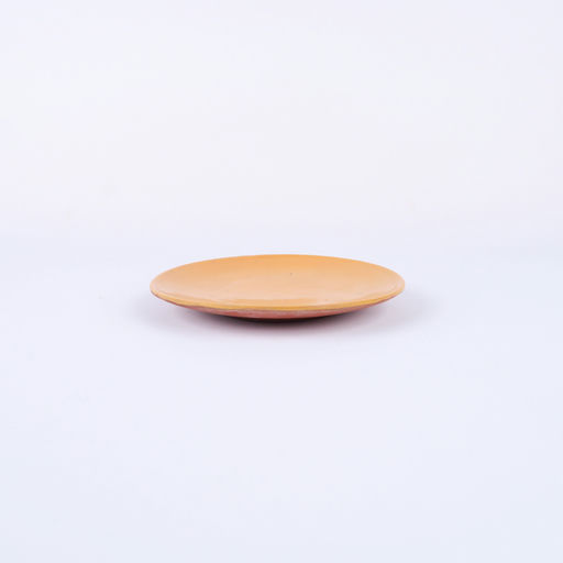 assiette en terre cuite et émaille orange