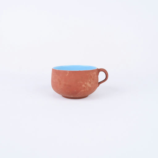 bol avec anse en terre cuite et intérieur émaillé coloré