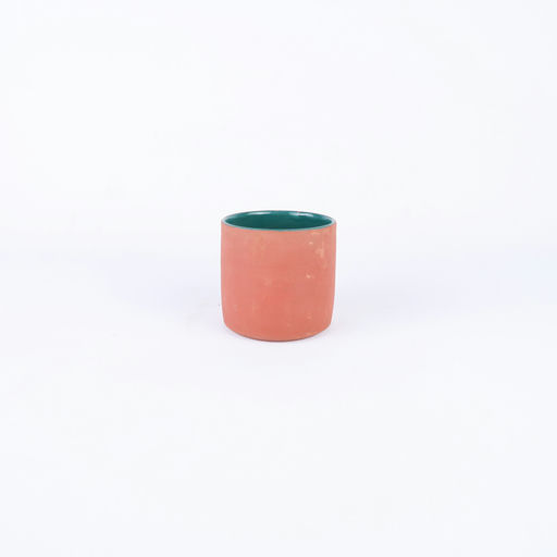 grande tasse en terre cuite et intérieur émaillé vert