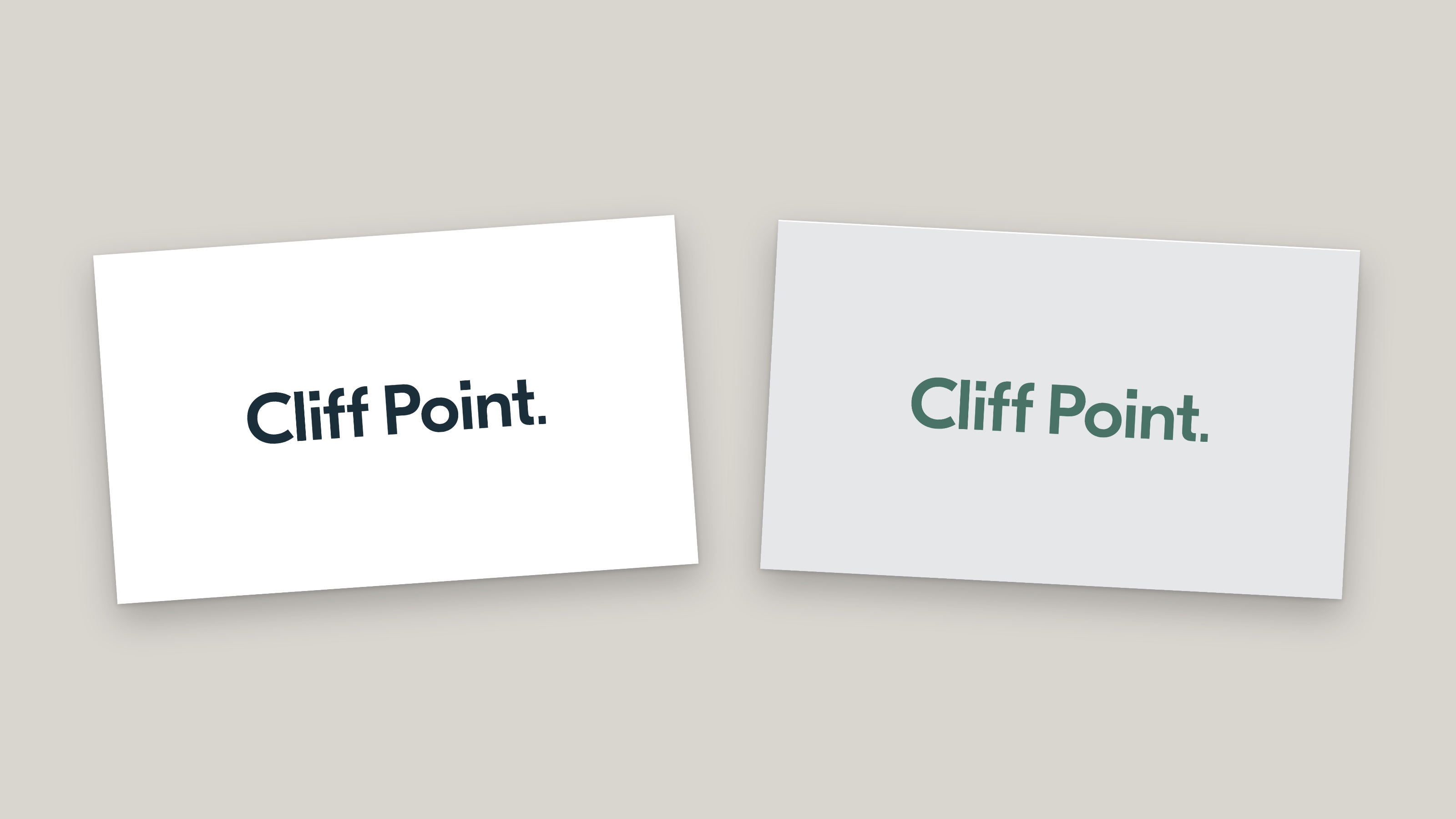 Two Cliff Point business cards showing the wordmark