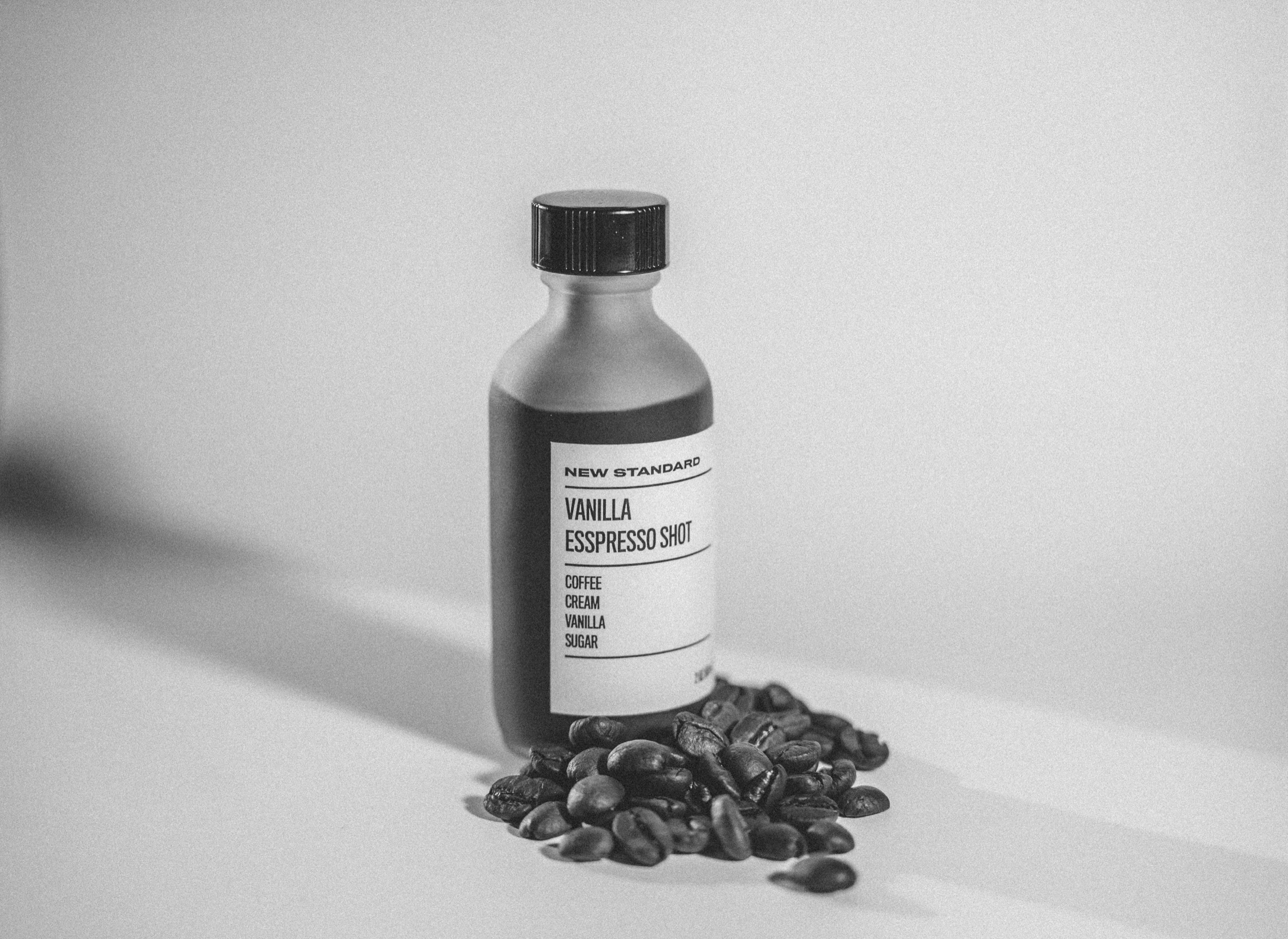 One of the label tests, shot on studio paper.