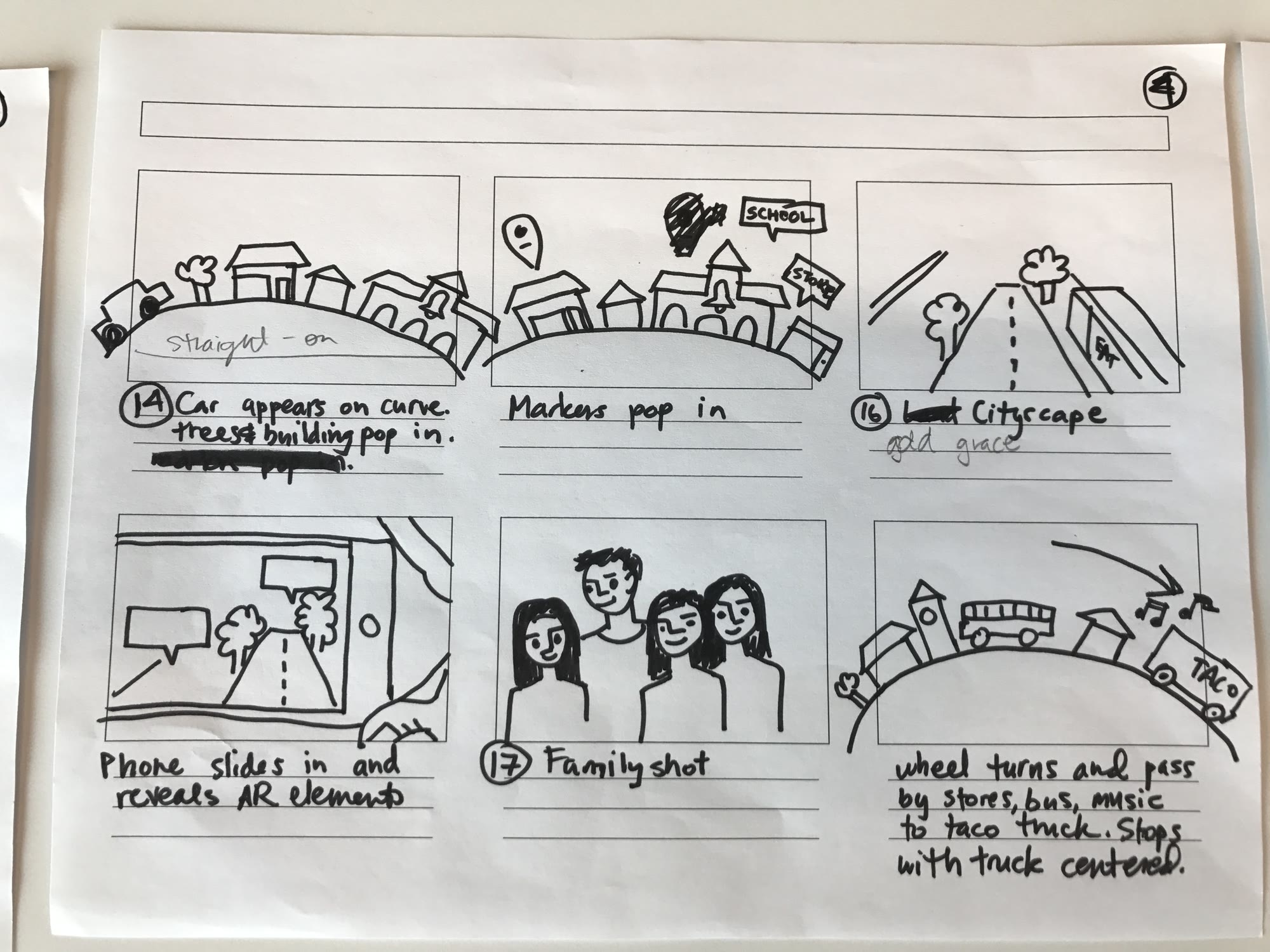 A later board: the city, the phone, the taco truck.