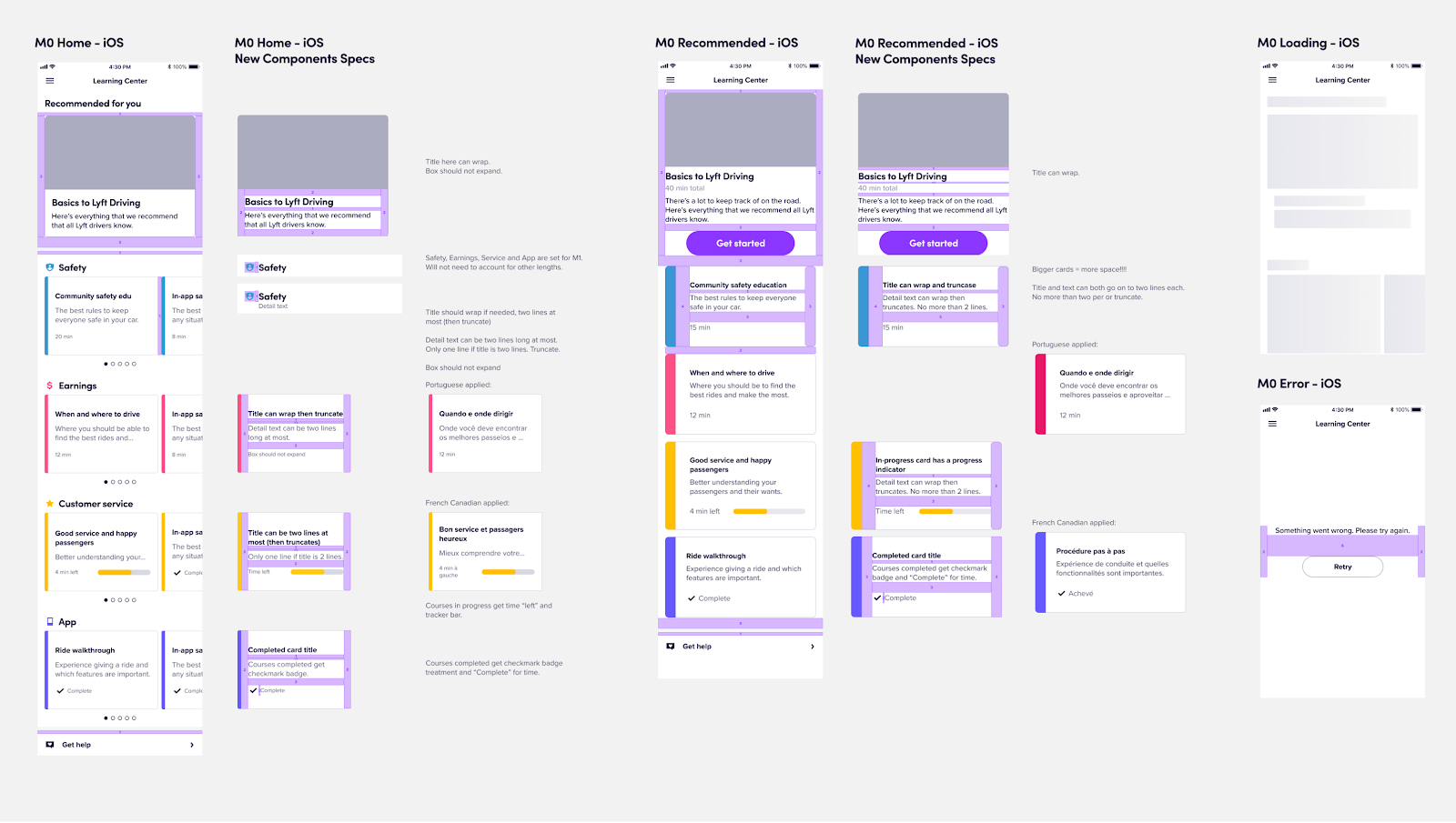 Platform-specific redlines are provided to iOS engineering partners