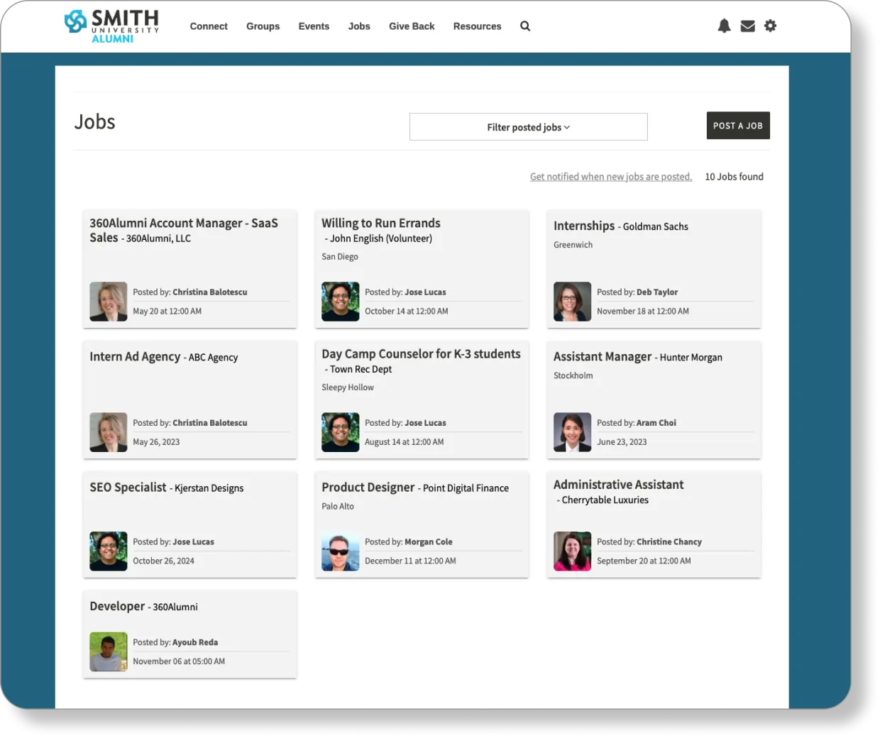Members and managers can instantly share opportunities in their groups or community-wide.
