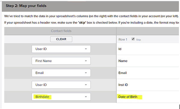 Map your fields