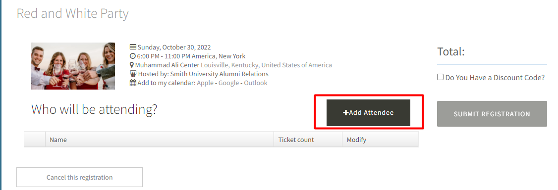 Click Add Attendee