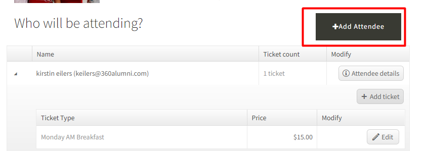 Click Add Attendee