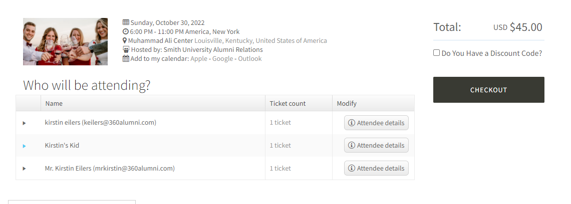 View tickets before checkout