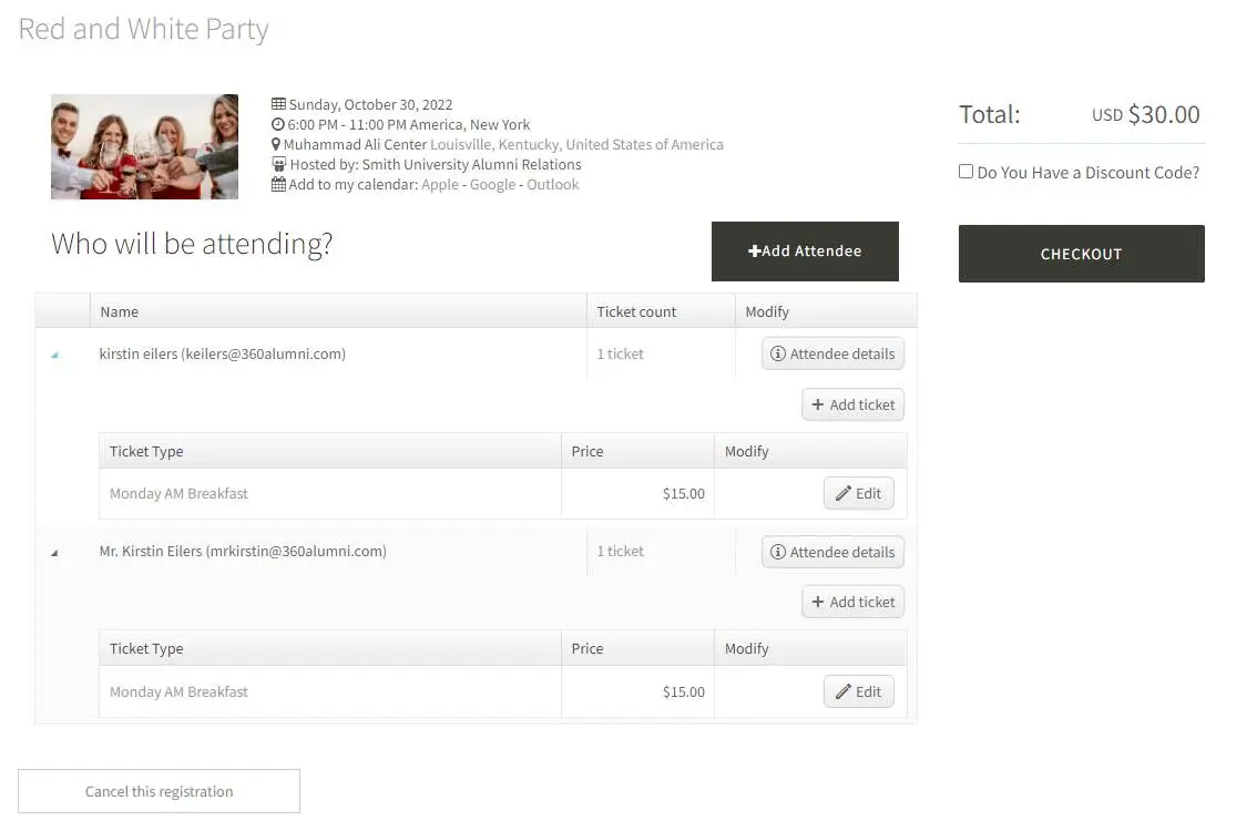 View multiple tickets before checkout