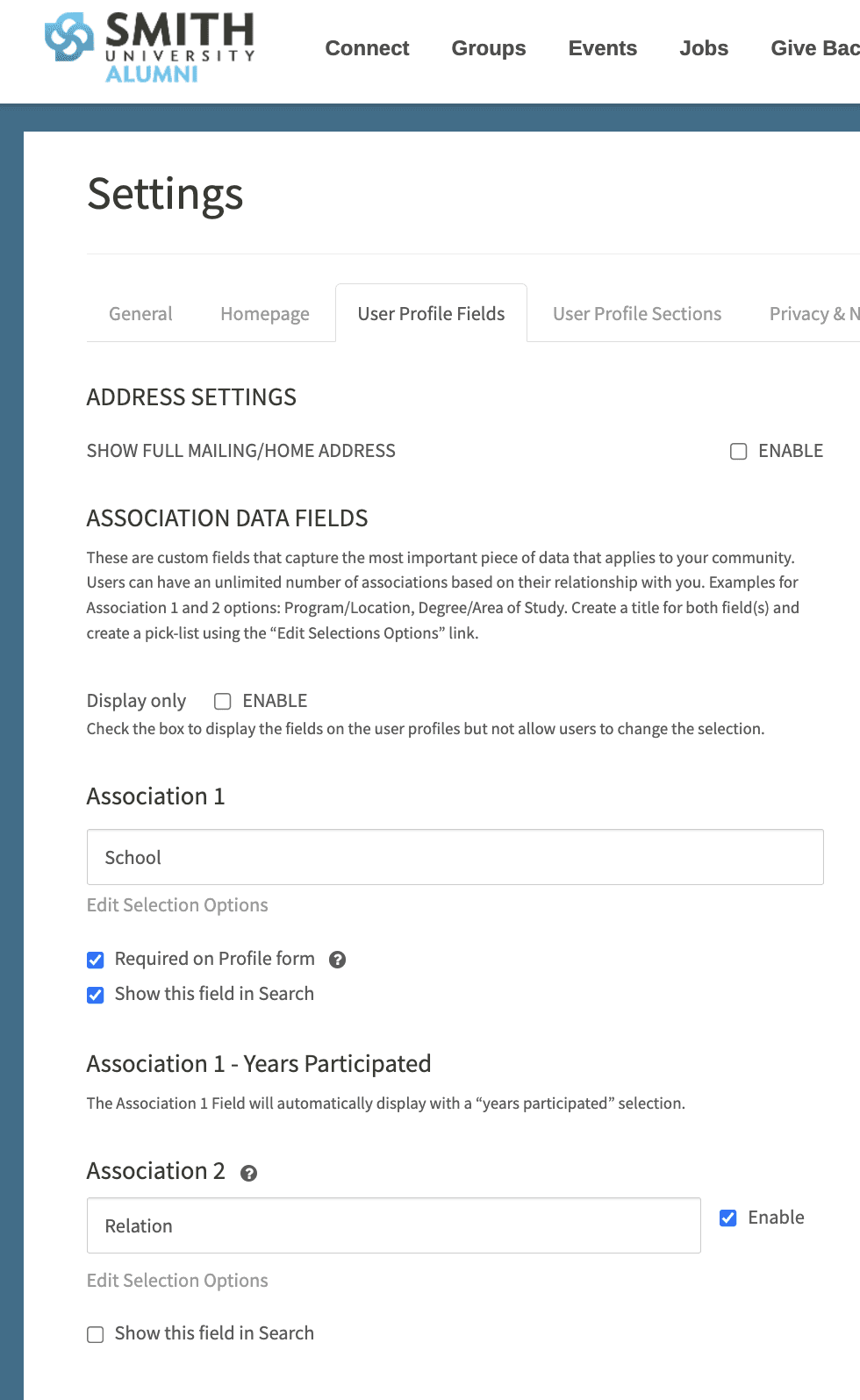 Association Fields Display Only