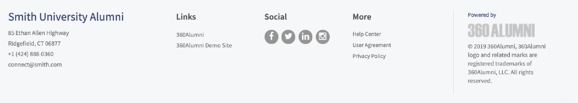 The Links section in the Footer