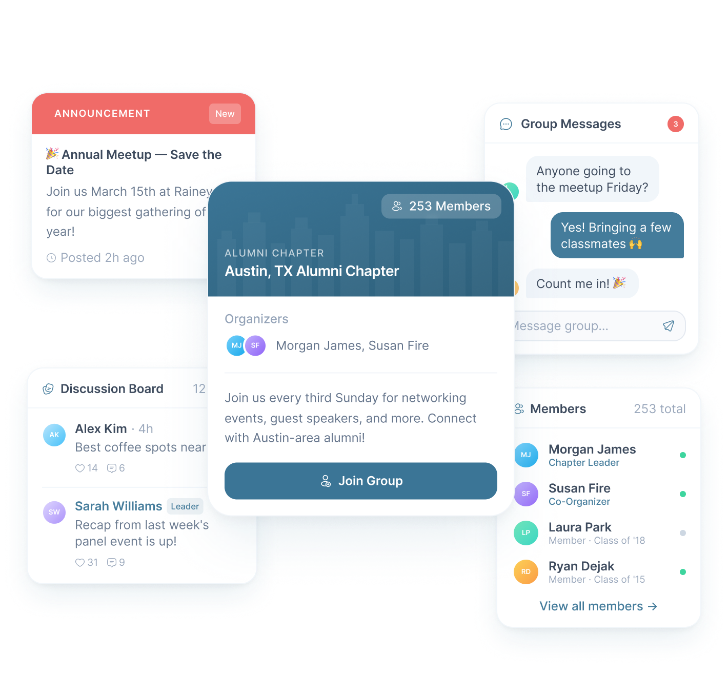 Empower your alumni leaders to engage their cohorts and keep them connected for life.