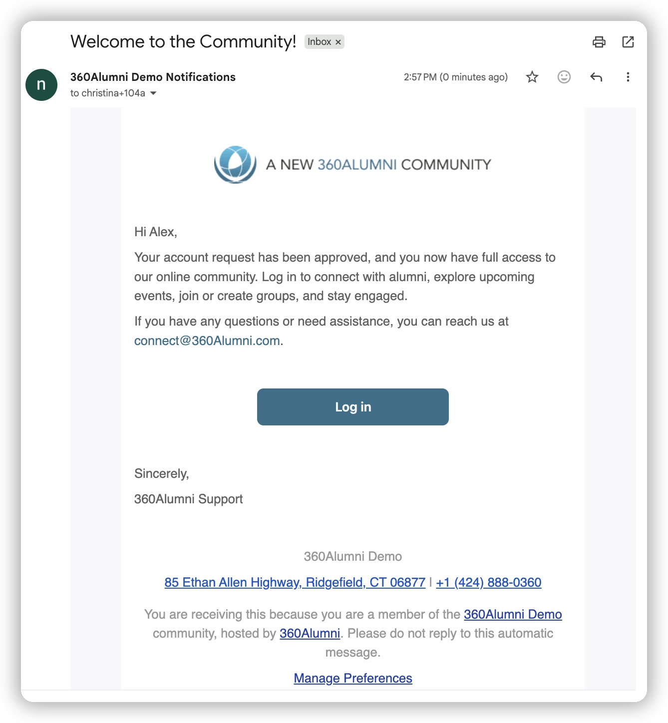 Email notification when access is granted