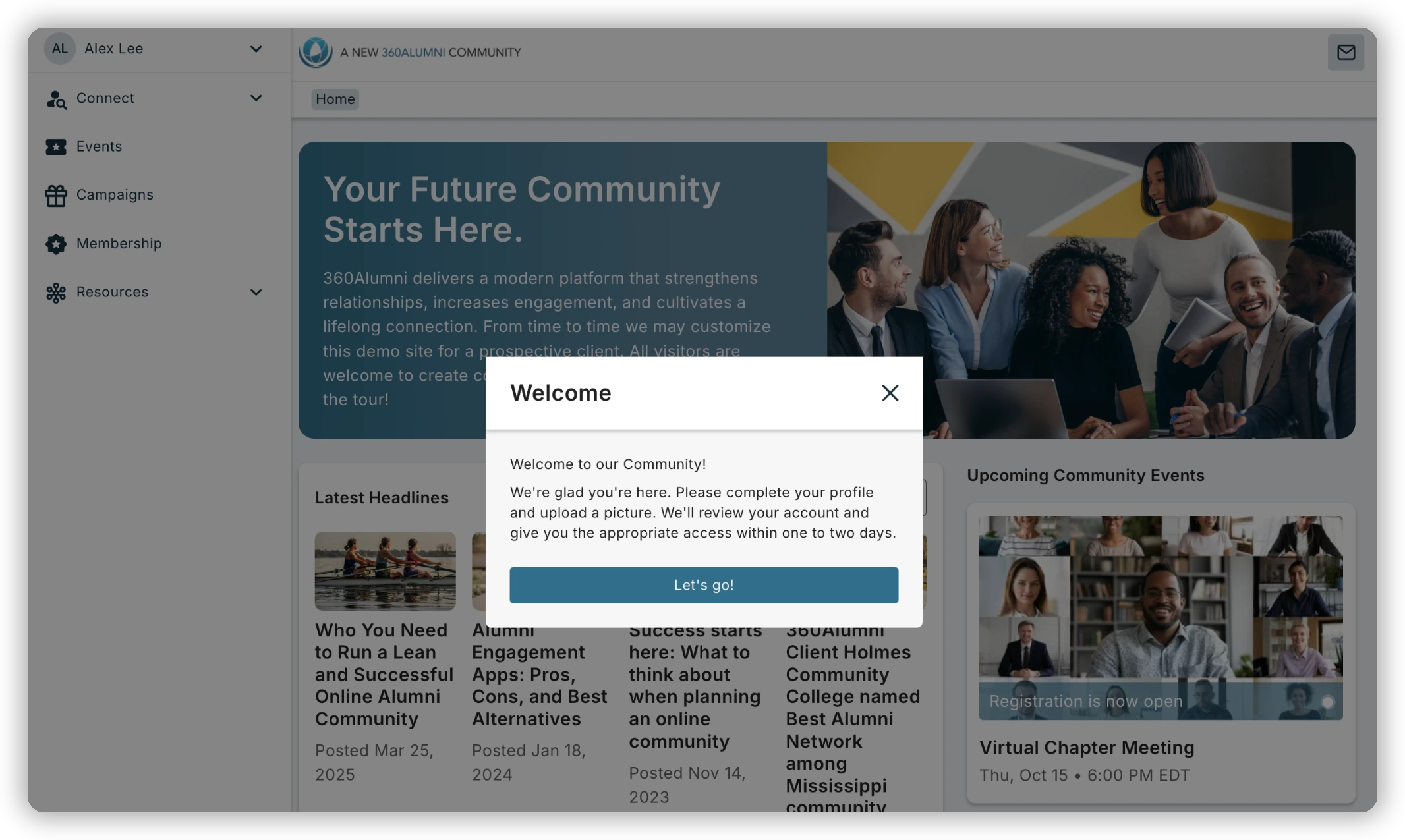 Welcome message for new members
