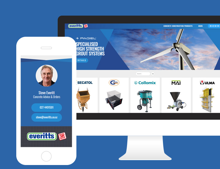 Everitts Site Supplies website displayed on desktop and mobile screens