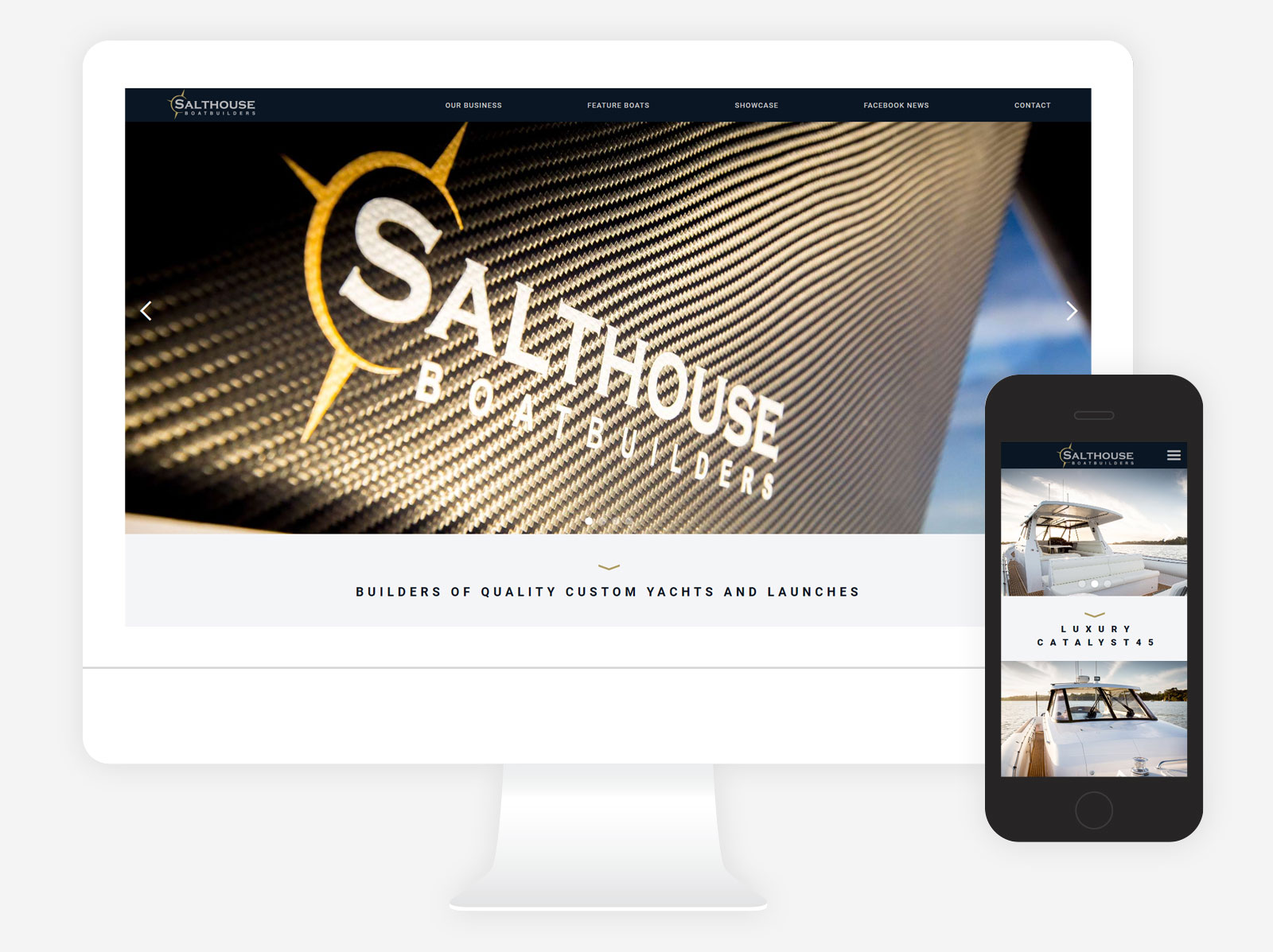 Salthouse Boatbuilders website displayed on desktop and mobile screens