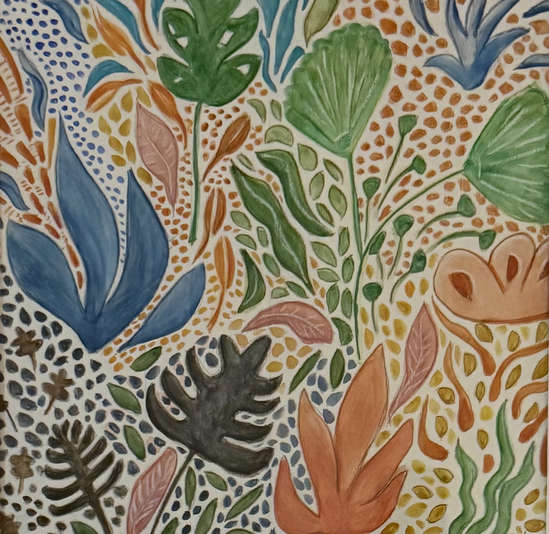Leaves in watercolour pencil
