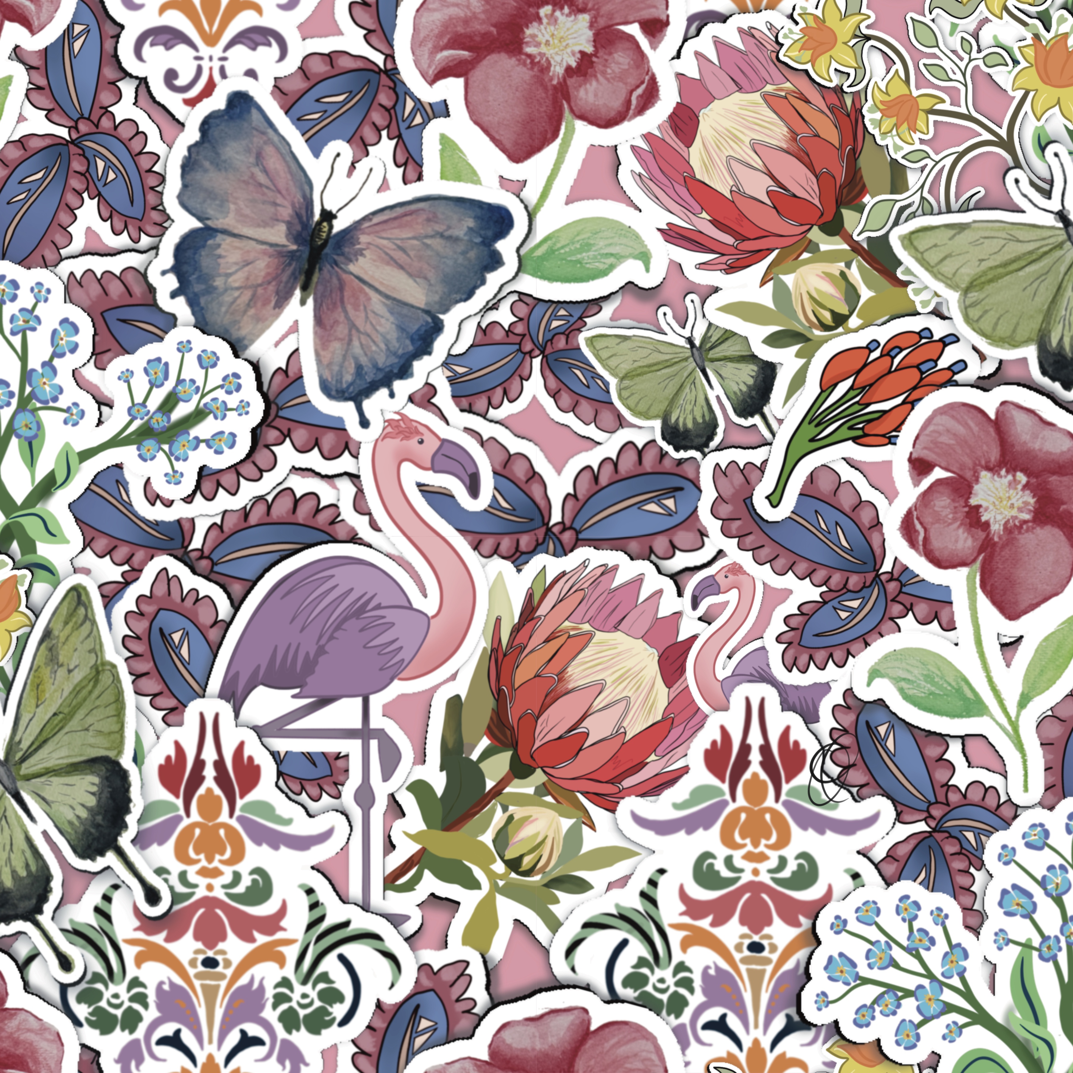 Flowers Butterfly Flamingo