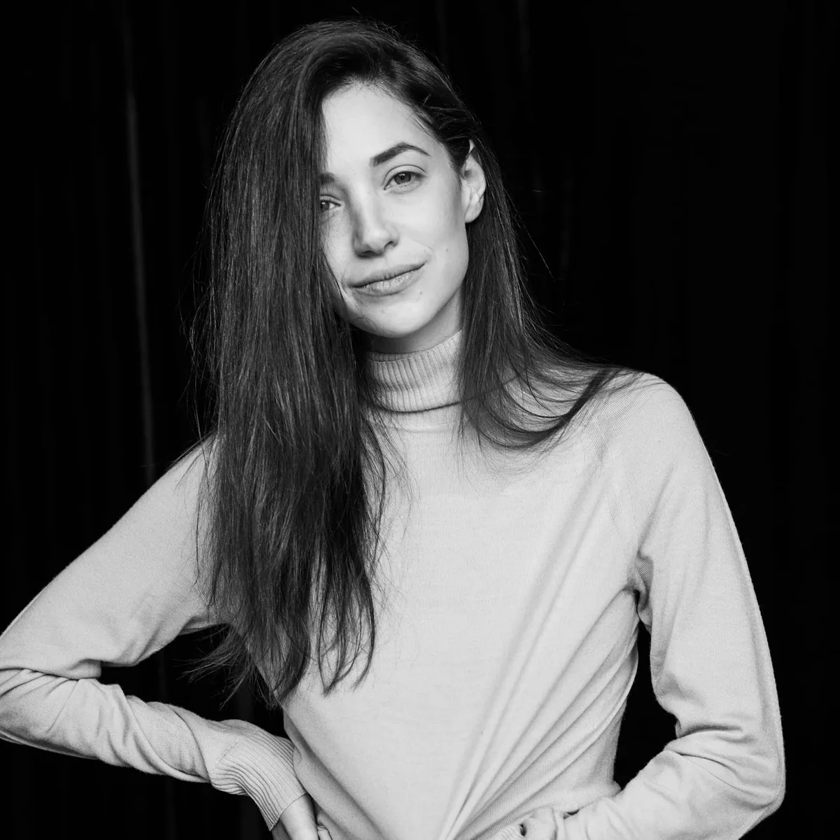 Black and white portrait of Lee Rubin, Confetti CEO and co-founder, in a light turtleneck