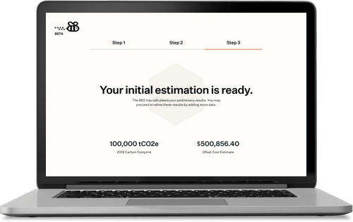 A mockup of the BEE displayed on a laptop screen