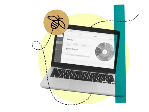 A laptop showing a screenshot of the BEE platform