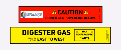 Example image of customized safe marking tape legends