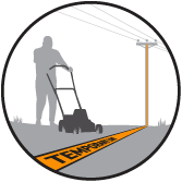 Image depicting use of Chaneltape™ Utility Identification Sleeve which is used to provide discrete visibility that prevents accidental damages such as landscaping while obscuring lines to prevent vandalism (attempted copper theft).