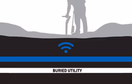 Image depicting the blue variation of Tracetape® Detectable Marking Tape being located by a locator.