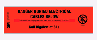Image depicting a custom call DigAlert electrical cable legend for the 3M™ Electronic Marking System (EMS) Warning Tape 7900 Series.